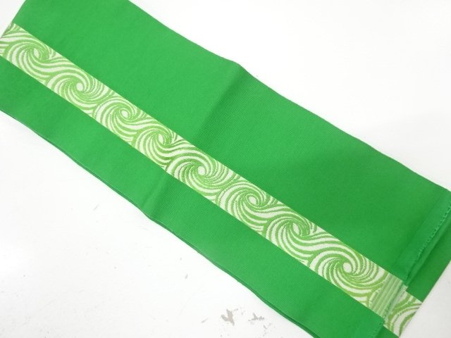 本場筑前博多　縞に波模様織り出し　単衣半幅帯